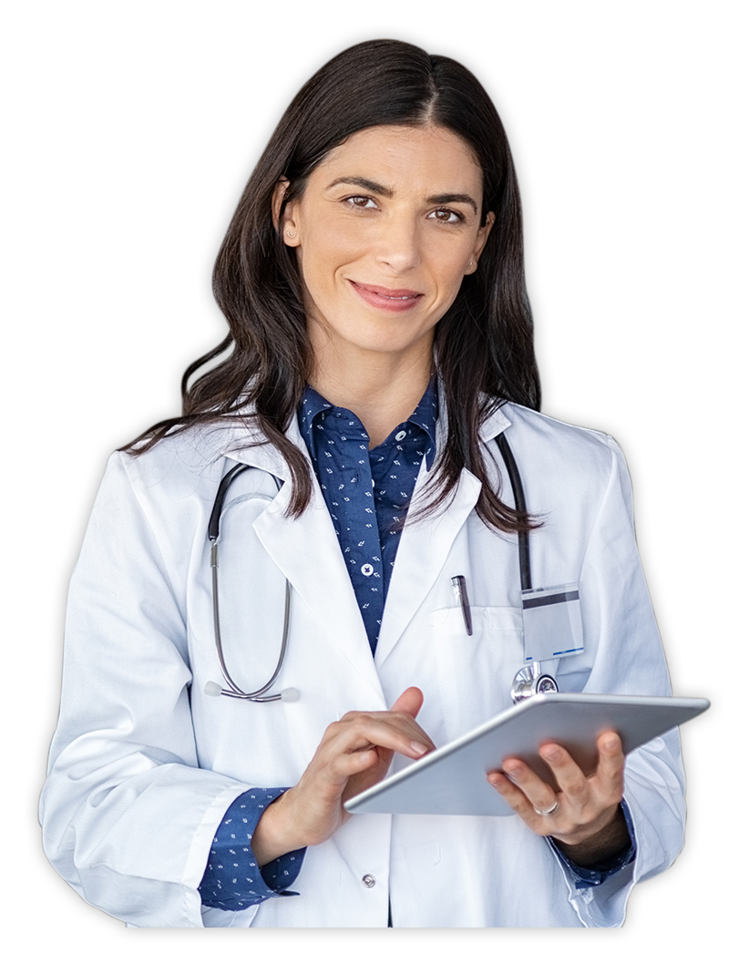 doctor holding a tablet with MMP